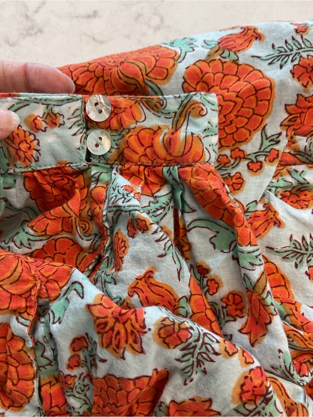 Uncle Frank Women’s Boho Floral Puff-Sleeve Dress in Orange & Sage size S/M - Picture 7 of 9